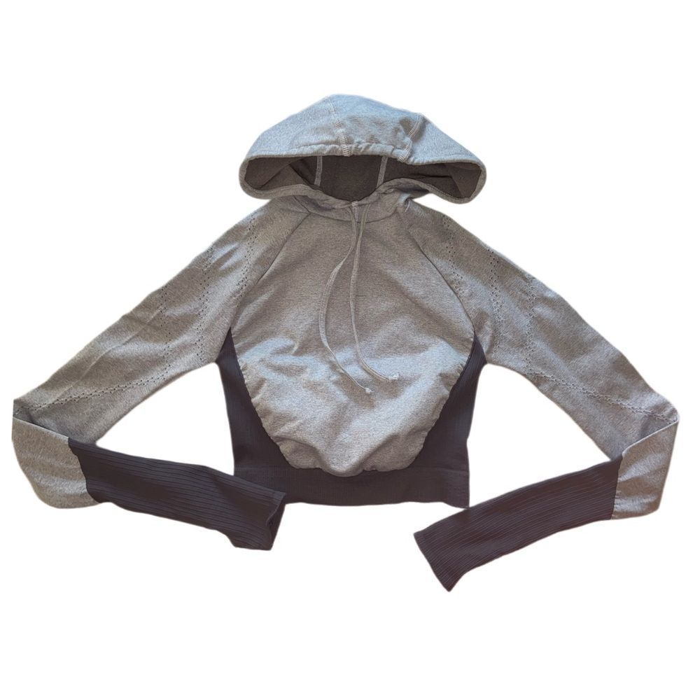 New FP Movement Good Karma Heather Run Cropped Hoodie Jacket - Picture 3 of 12